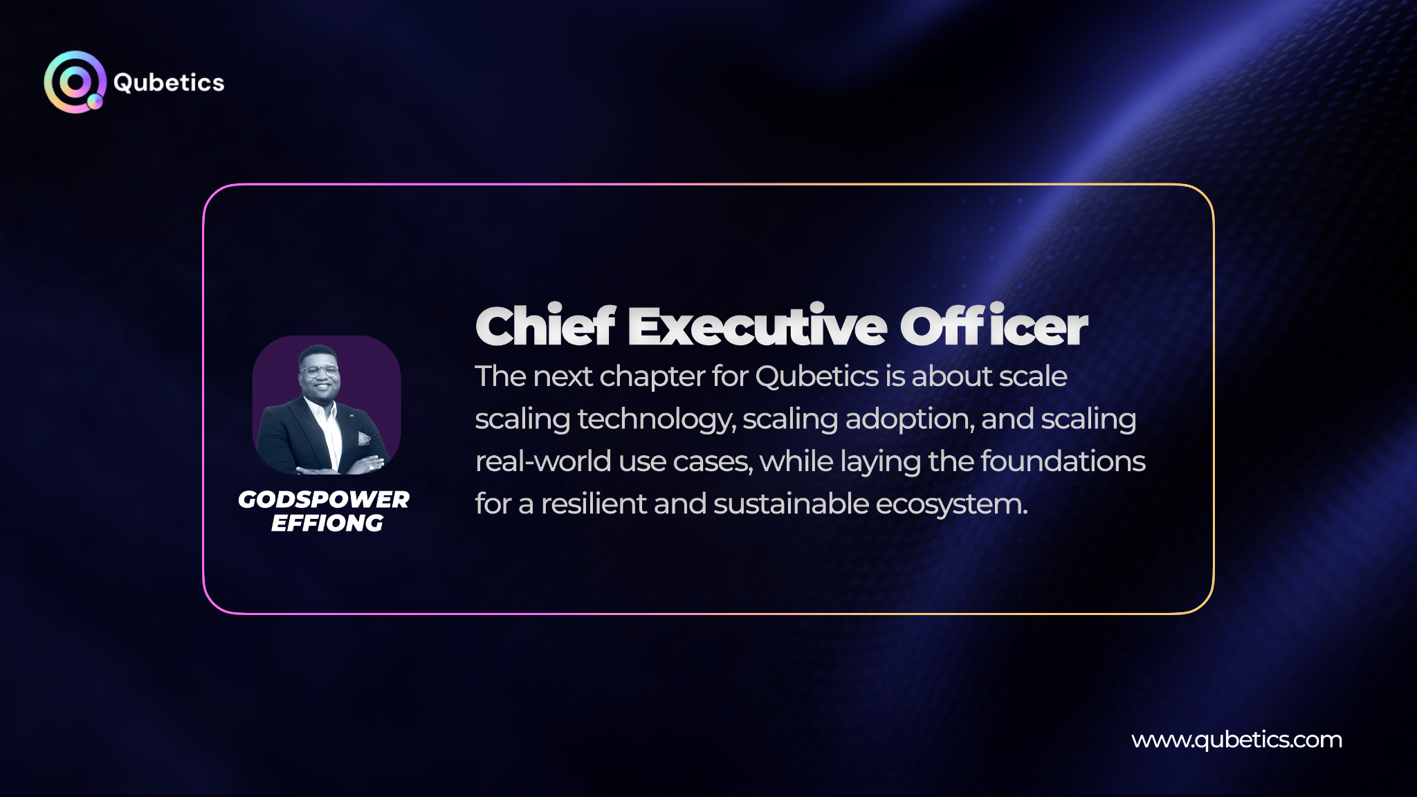 标题：Qubetics任命Godspower Effiong为首席执行官，强化去中心化基础设施与Web3互联的愿景