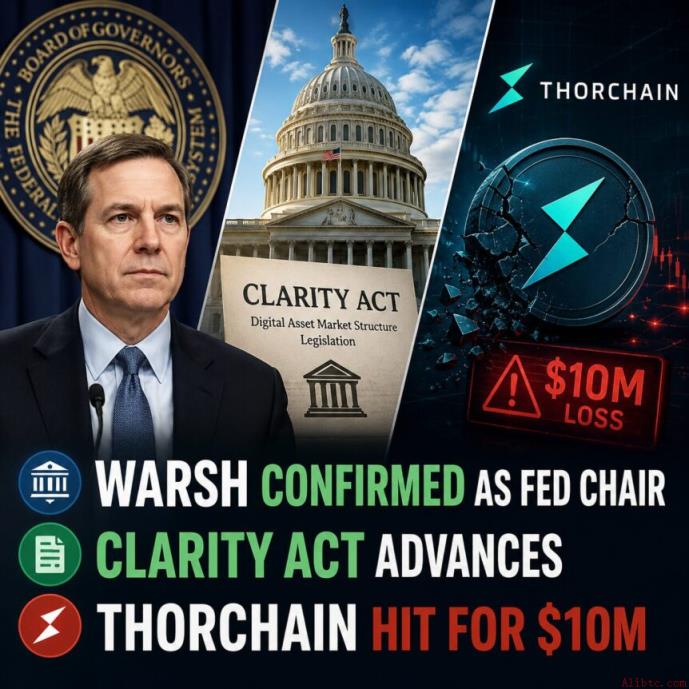 沃什获确认为美联储主席；清晰法案推进；THORChain遭千万美元重创