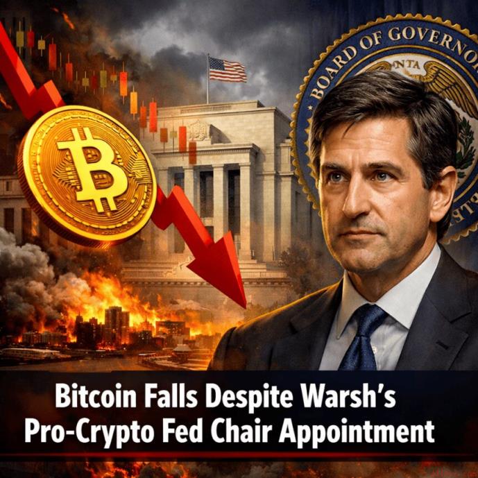 比特币下跌，尽管沃什任命支持加密货币的美联储主席