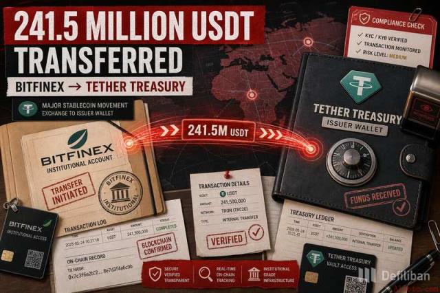 Bitfinex向Tether国库转移2.415亿USDT