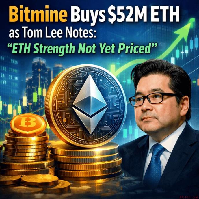 Bitmine购入价值5200万美元ETH，汤姆·李称以太坊强劲势头尚未充分反映于市价