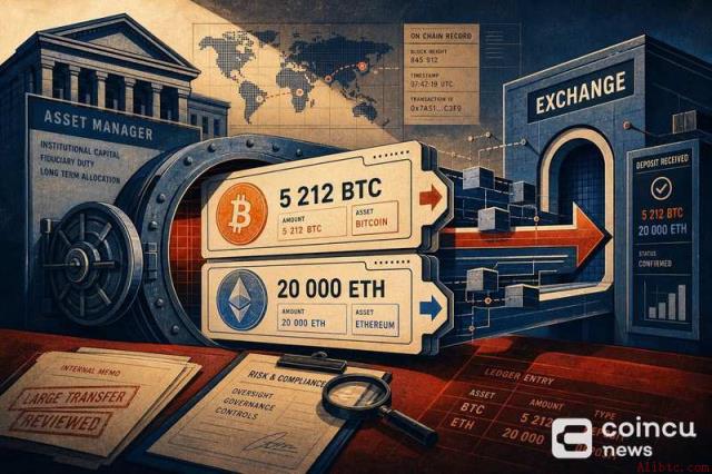 贝莱德向Coinbase存入5212枚比特币及2万枚以太坊