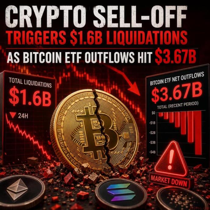 加密货币抛售引发16亿美元强制平仓，比特币ETF资金流出达367亿美元
