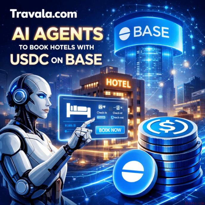 Travala支持AI代理通过Base平台使用USDC预订酒店
