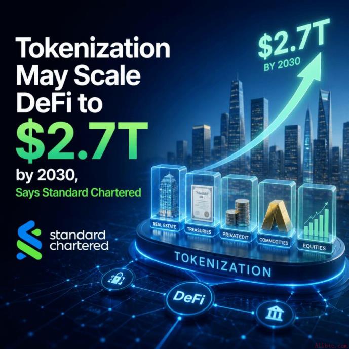 渣打银行：代币化或于2030年将DeFi规模推至2.7万亿美元