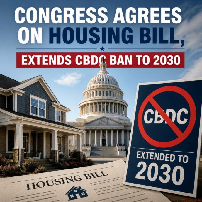美国国会通过住房法案，CBDC禁令延至2030年