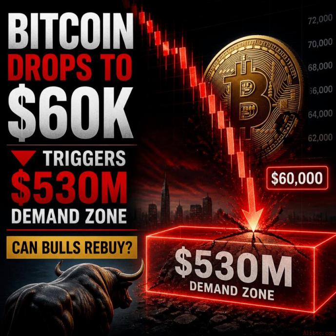 比特币跌至6万美元，触发5.3亿美元需求区——多头能否重新买入？