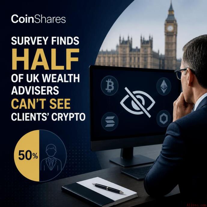 CoinShares调查：半数英国财富顾问无法查看客户加密货币持仓