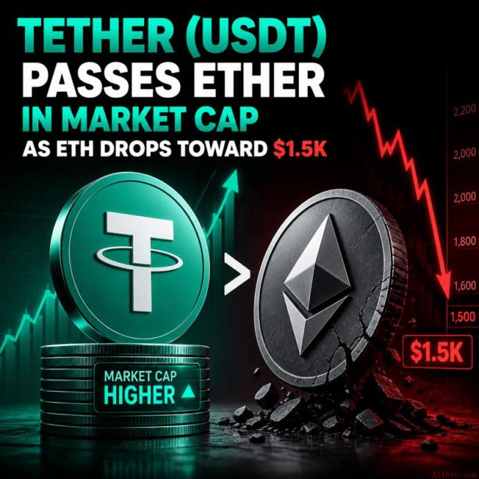USDT市值超越以太坊，ETH跌至1500美元关口附近