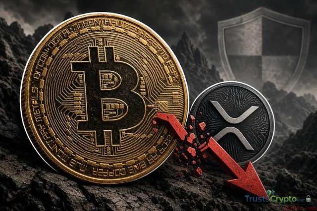 比特币滑落至5.8万美元，XRP逼近1美元大关