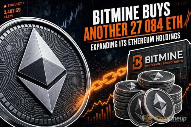 Bitmine再购入27,084枚ETH，以太坊持仓进一步扩大