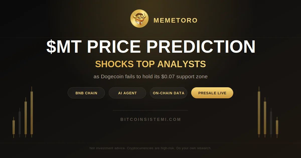 MemeToro $MT价格预测震惊顶级分析师，狗狗币失守0.07美元支撑位