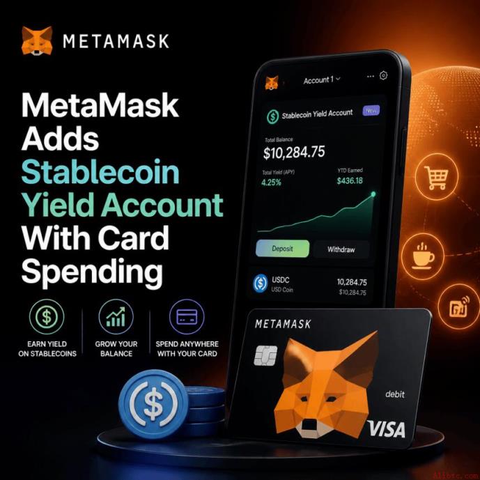 MetaMask 新增支持刷卡消费的稳定币收益账户