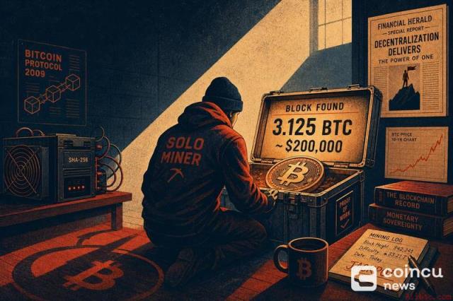独行比特币矿工中头奖，斩获20万美元BTC奖励