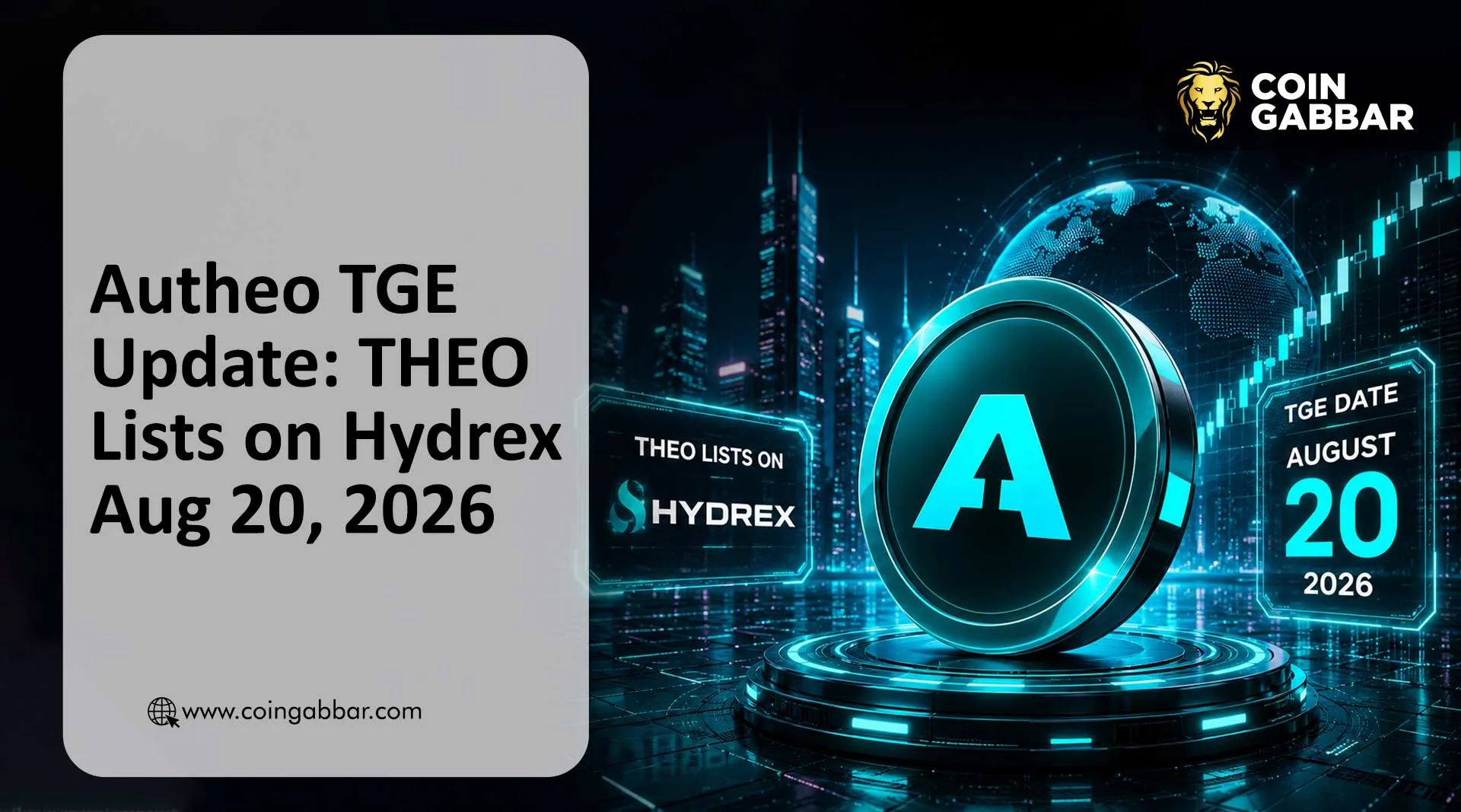 Autheo TGE更新：THEO代币将于2026年8月20日在Hydrex首发上线