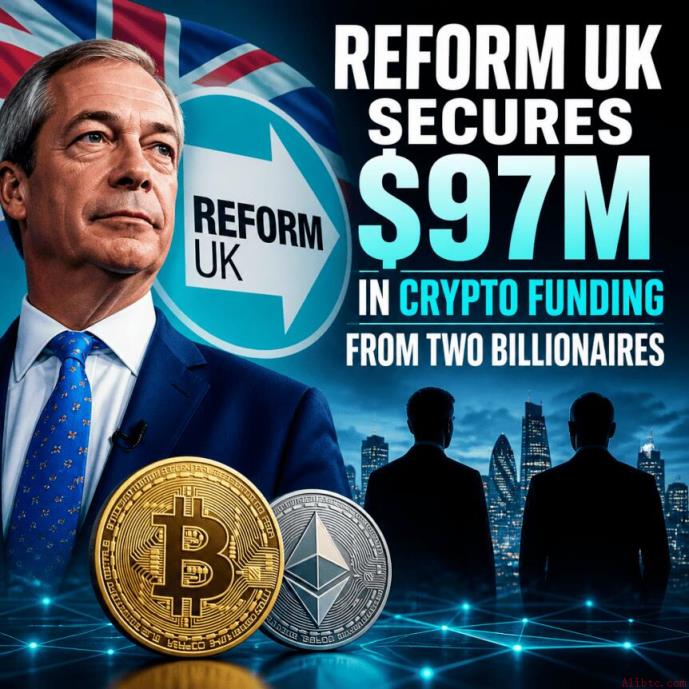 英国改革党获得两位亿万富翁9700万美元加密货币资助