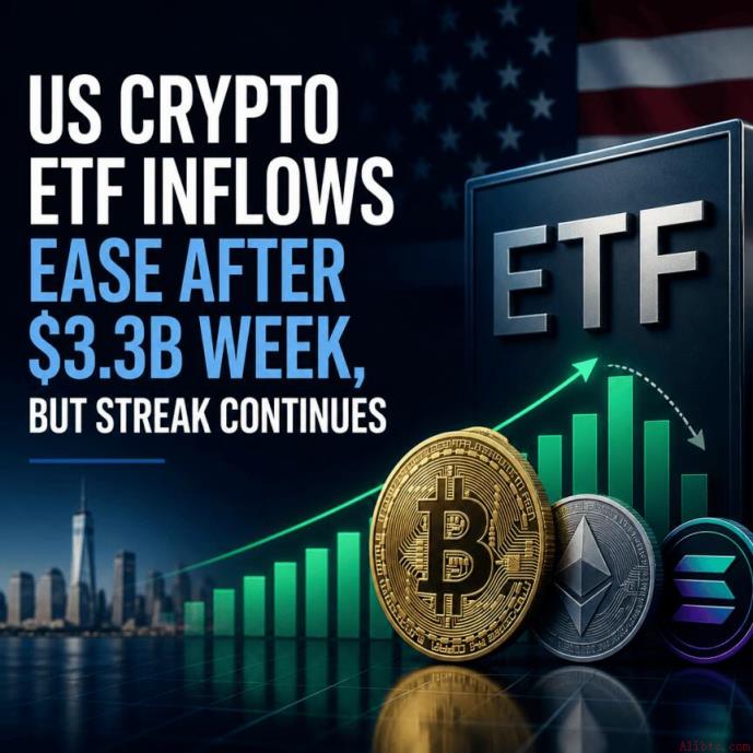 美国现货比特币ETF资金流入降温，周度峰值后进入调整期