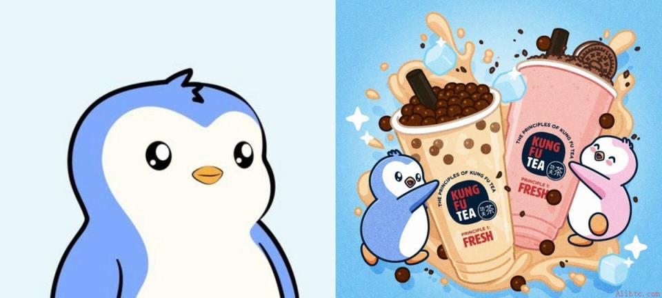 Pudgy Penguins跨界功夫茶推出限定饮品与盲盒
