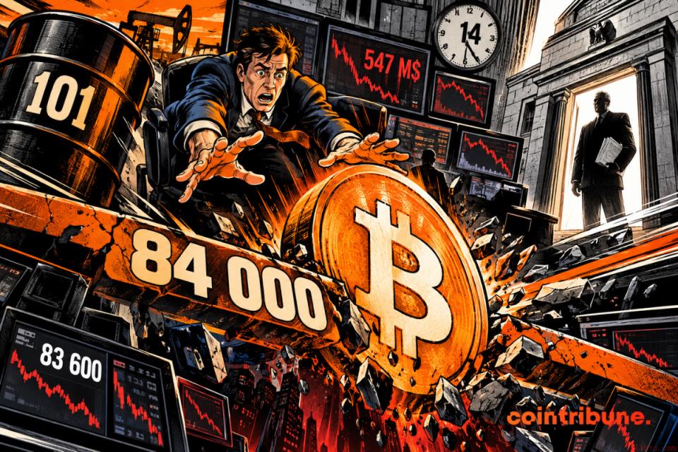 比特币跌破84,000美元，5.47亿美元杠杆清算加剧抛售压力