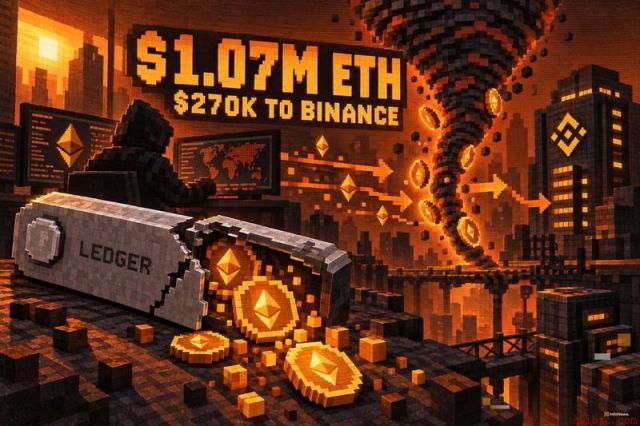 Ledger分销商遭黑客攻击：107万ETH经Tornado Cash混币，27万转入币安