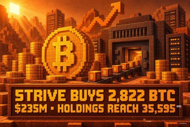 Strive资产管理增持2822枚比特币，总持仓达35,595枚