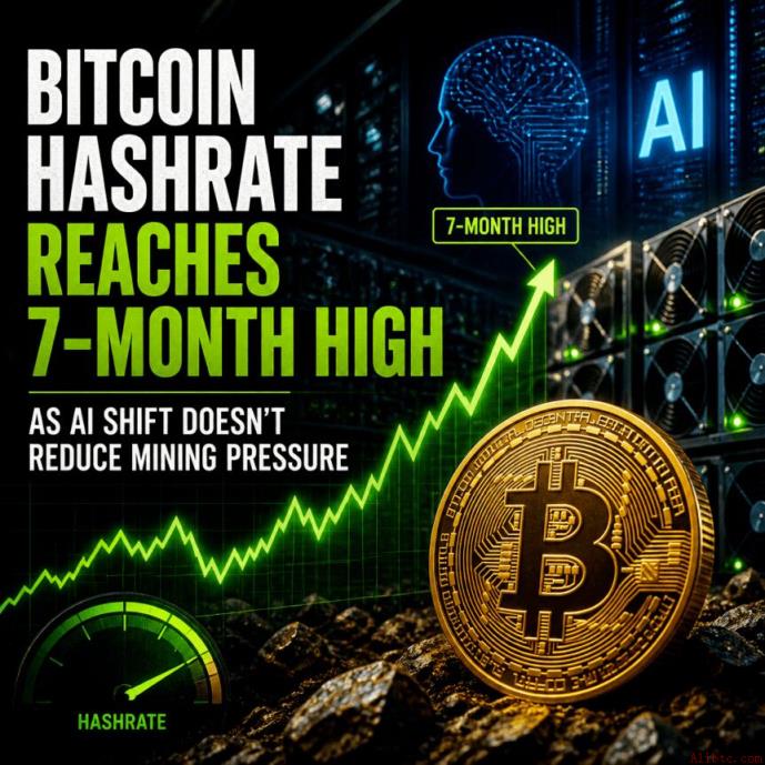 比特币算力回升至七个月新高，挖矿竞争未因AI转型减弱